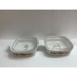 CorningWare Cornflower Blue Vegetable Print Baking Dish with Lid‎ Set